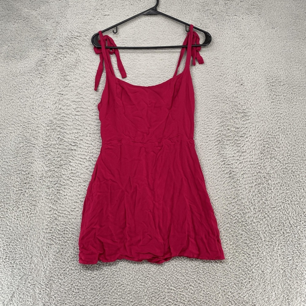 Reformation Annabelle Mini Dress Womens 12 Rhubarb Tie Strap Scoop Neck Smocked